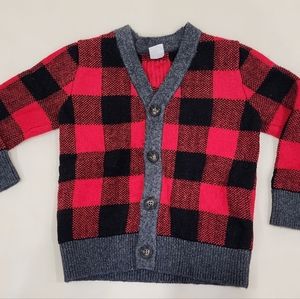 🐻 2T Gap KIDS, boys red and black plaid cardigan sweater (EUC)
